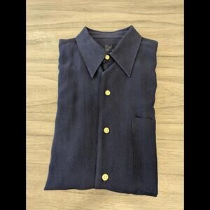 ASHWORTH NAVY BLUE BUTTON DOWN SHORT SLEEVE SHIRT - SIZE L